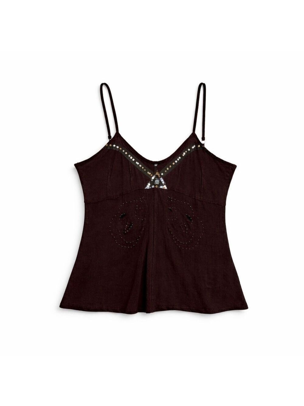 Da-Nang Y2K Beaded Sequin Cami Tank Top Brown Size Medium Rare Vintage